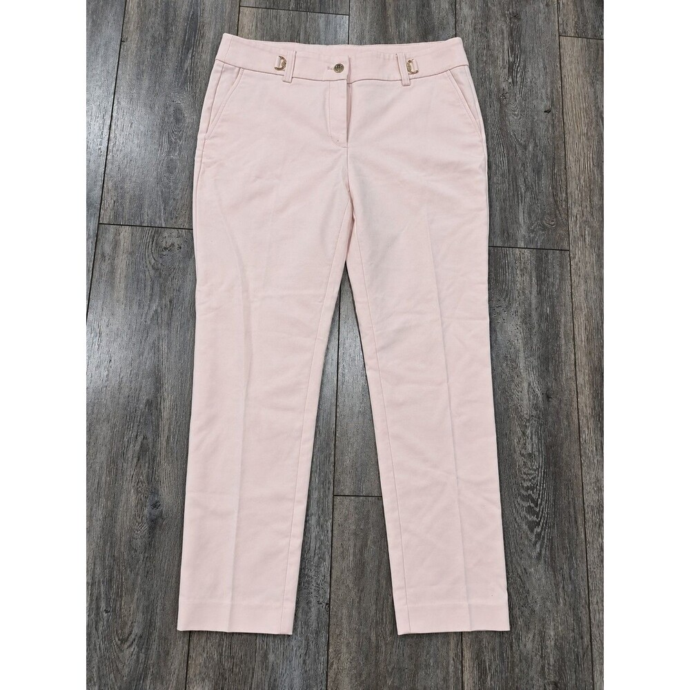 Anne Klein Womens Blush Pink Straight Leg Dress Pants Gold Accents 37x29
